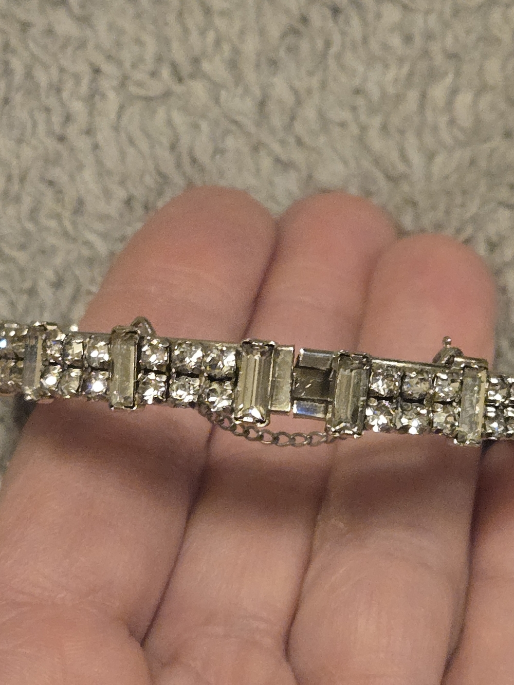 Elegant Silver Crystal Tennis Bracelet in White - Picture 3 of 4